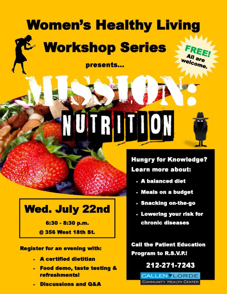 Womens Healthy Living Workshop Mission Nutrition Callen Lorde