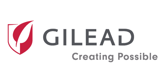 Gilead logo. Red and white shield on the left. Text reading "Gilead: Creating Possible" on the right.